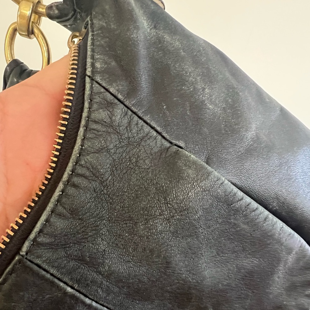 Coach Black Leather Hobo Bag with Gold Accents - Picture 6 of 8